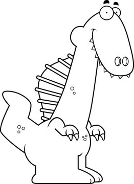 cartoon smiling spinosaurus dinosaur clip art preview