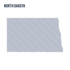 Vector abstract wave map of State of North Dakota isolated on a white background.