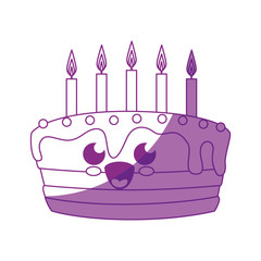 kawaii birthday cake icon over white background. vector illustration