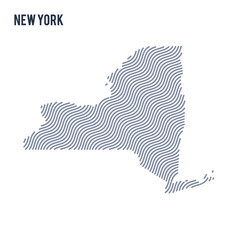 Vector abstract wave map of State of New York isolated on a white background.