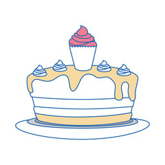 birthday cake icon over white background. vector illustration