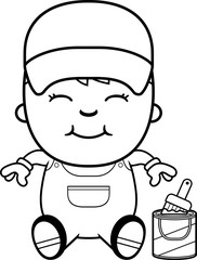 Cartoon Painter Sitting