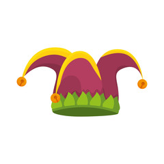 harlequin hat  icon over white background.  colorful design vector illustration