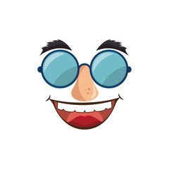 comic face with glasses icon over white background. colorful design vector illustration