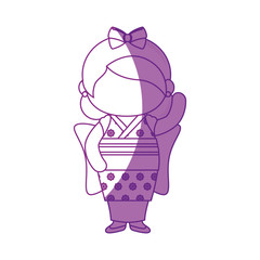girl wearing a kimono dress icon over white background. vector illustration