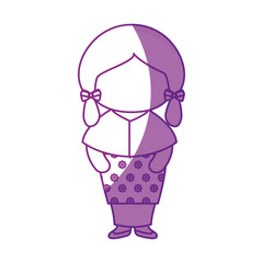 girl wearing a kimono dress icon over white background. vector illustration