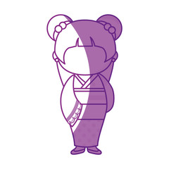 girl wearing a kimono dress icon over white background. vector illustration