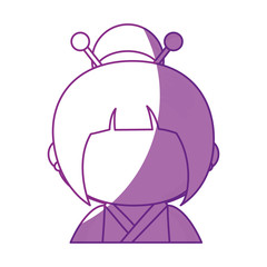 japanese girl face icon over white background  vector illustration