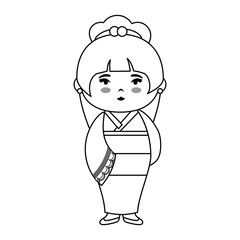 girl wearing a kimono dress icon over white background. vector illustration