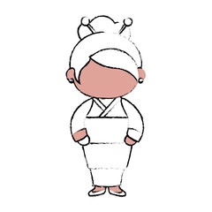 Cute japanese girl cartoon icon vector illustration graphic design