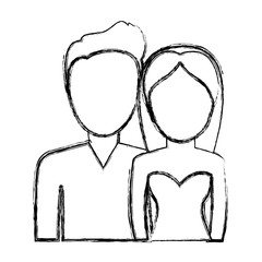 avatar couple icon over white background. vector illustration