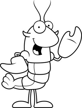 cartoon lobster waving hello clip art preview