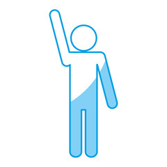 pictogram man with hands up icon over white background. vector illustration