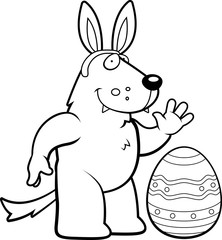 Fototapeta na wymiar Cartoon Easter Wolf