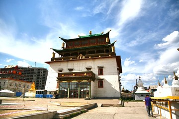 The Gandantegchinlen Monastery is a Tibetan-style Buddhist monastery in the Mongolian capital of Ulaanbaatar, Mongolia