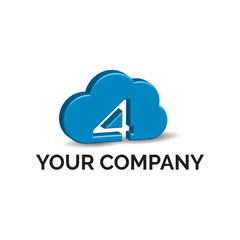 3d number 4 cloud logo vector ilustrator