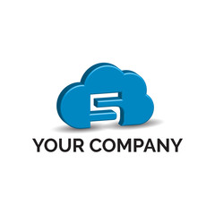 3d number 5 cloud logo vector ilustrator