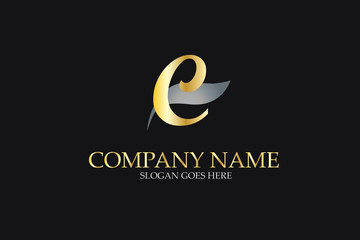C  Letter Logo Design in Golden and Metal Color