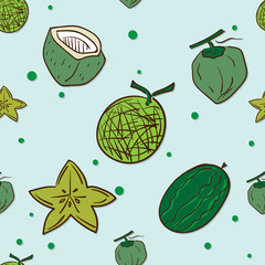 pattern fruit melon coconut watermelon star apple