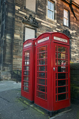 British red calssic telephone box in Ediburgh's Old Town district