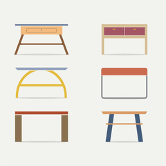 Set Of Modern Console Table Vector Illustration