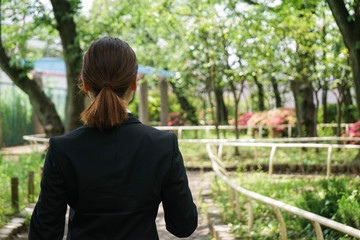 Fototapeta premium Young business woman working with a smile