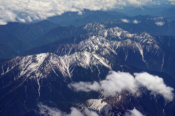 長野県上空から見た南アルプス赤石山脈