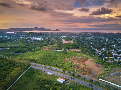 Aerial panorama view on Managua city