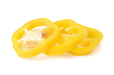 Sliced yellow paprika pepper isolated on white