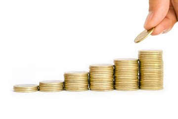 Stack of coins money, saving or interest concept
