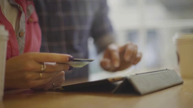 Shopping online with digital tablet