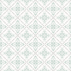 Vintage abstract floral seamless pattern. Intersecting curved elegant stylized leaves and scrolls forming fine ornament in Arabian style. Arabesque. Decorative lattice.