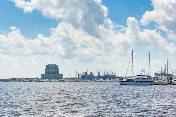 Naklejka premium The harbor of Baltimore, seen from Canton Waterfront Park, in Baltimore, Maryland.