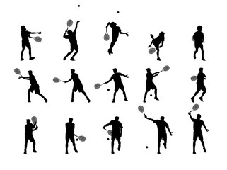 beautiful graphic design silhouette of tennis player character