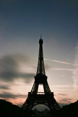 The Eiffel tower silhouette, Paris, France.