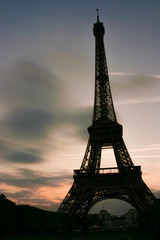 The Eiffel tower silhouette, Paris, France.