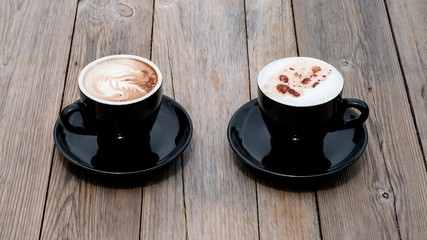 hot coffee on table