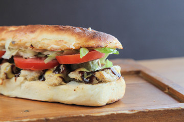 Large baguette meaty sandwich 