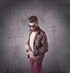 Stylish male with beard and sunglasses