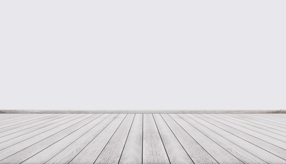White wood floor with white wall, interior empty space