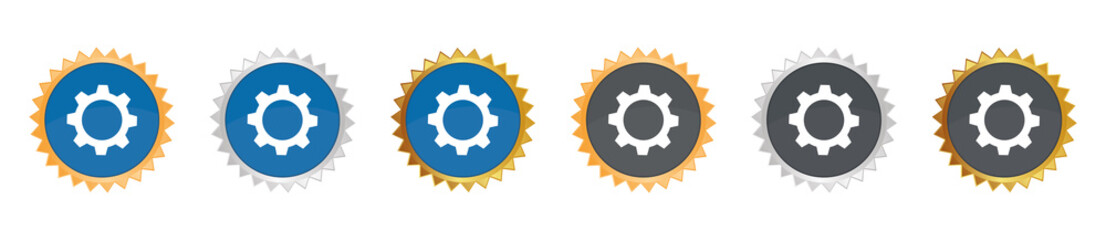 Zahnrad - Gezacktes Button-Set