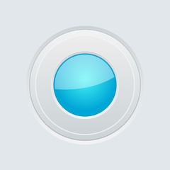 Round blue button on gray background