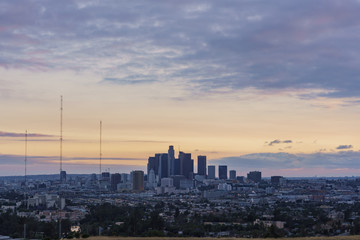 High angle view of Los Angeles cityscape
