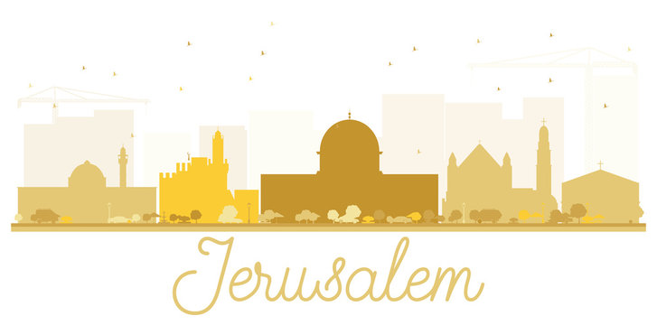Jerusalem City skyline golden silhouette.