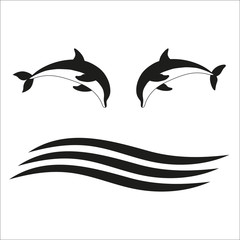 Dolphins on the background of the sea