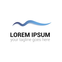 Obraz premium Logo in the form of wave. Illustration of stylized letter M with blue gradient. Creative vector logo template. EPS10.