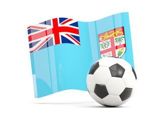 Football with waving flag of fiji isolated on white