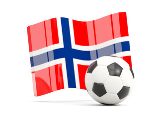 Obraz premium Football with waving flag of norway isolated on white