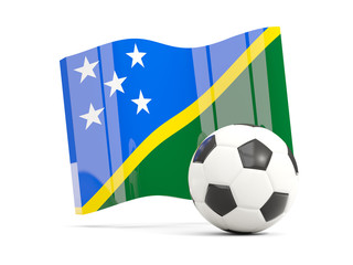 Football with waving flag of solomon islands isolated on white