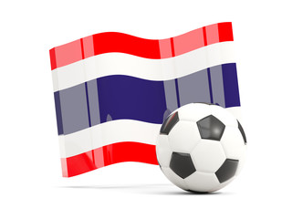 Football with waving flag of thailand isolated on white